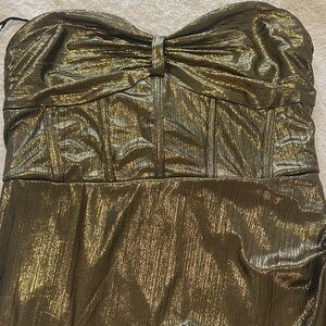 12th Tribe Gold Strapless Dress